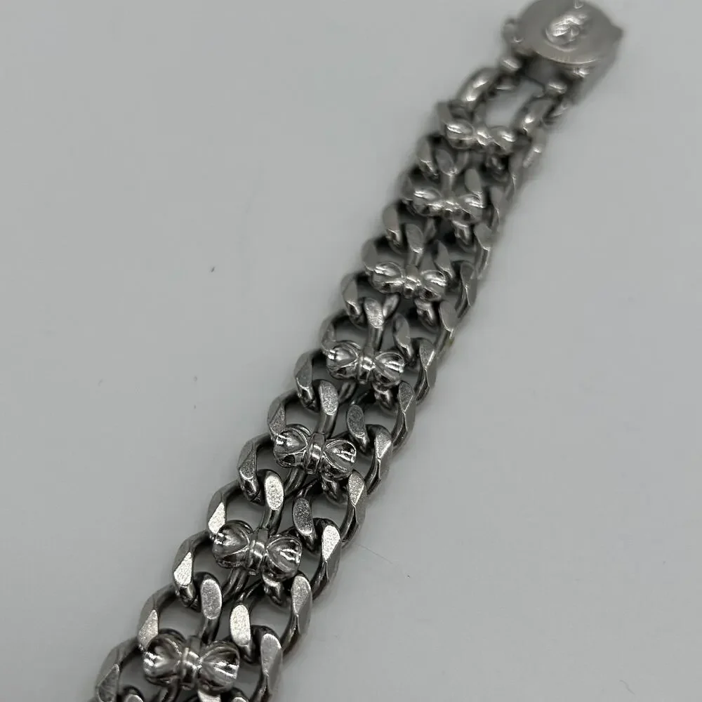 Vintage Barclay Bracelet Bow Chunky Silver Tone Retro Costume Jewelry 50's Retro